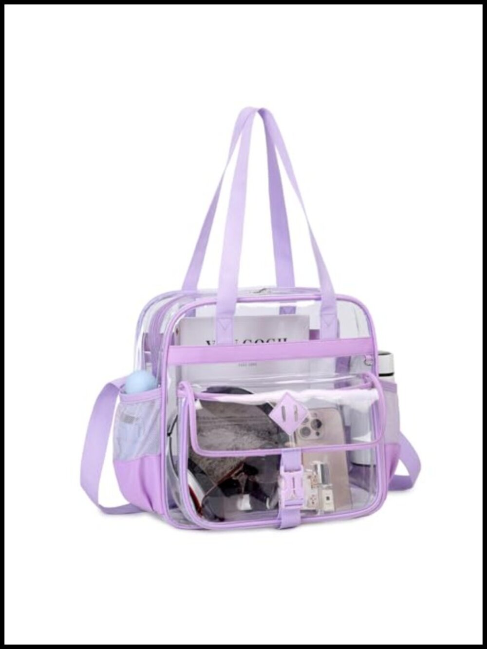 Clear Stadium Approved Tote Bag with Detachable Crossbody Strap, Waterproof